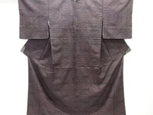 重要無形文化財本場結城紬100亀甲麻の葉模様織出し着物